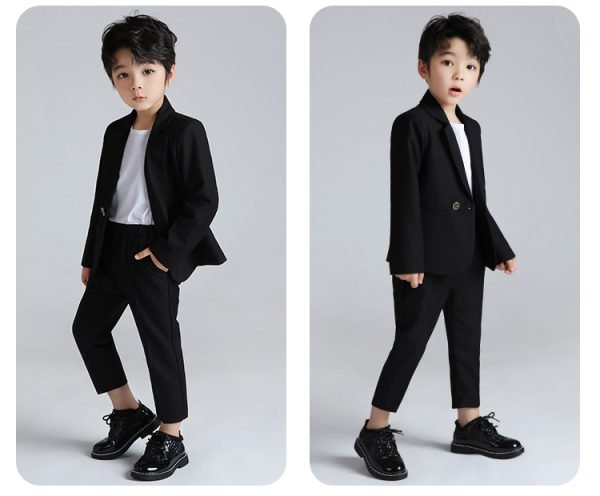 2 Pcs New Formal Coat Pant For Boys And Girls For Winter Colors: Black+white - Pro Style