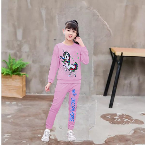 2pcs Unicorn Style Tracksuite For Girls(fleece) Colors: Pink - Pro Style