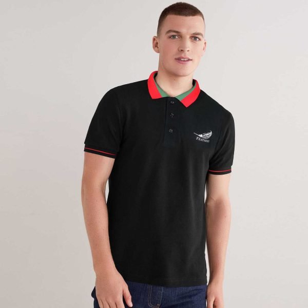 Feathers Slim Fit Half Sleeve Plain Black Polo Shirt For Men - Pro Style