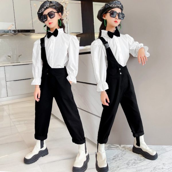 Girls Jumpsuits Single Strap With Straight Trousers Colors: White - Pro Style