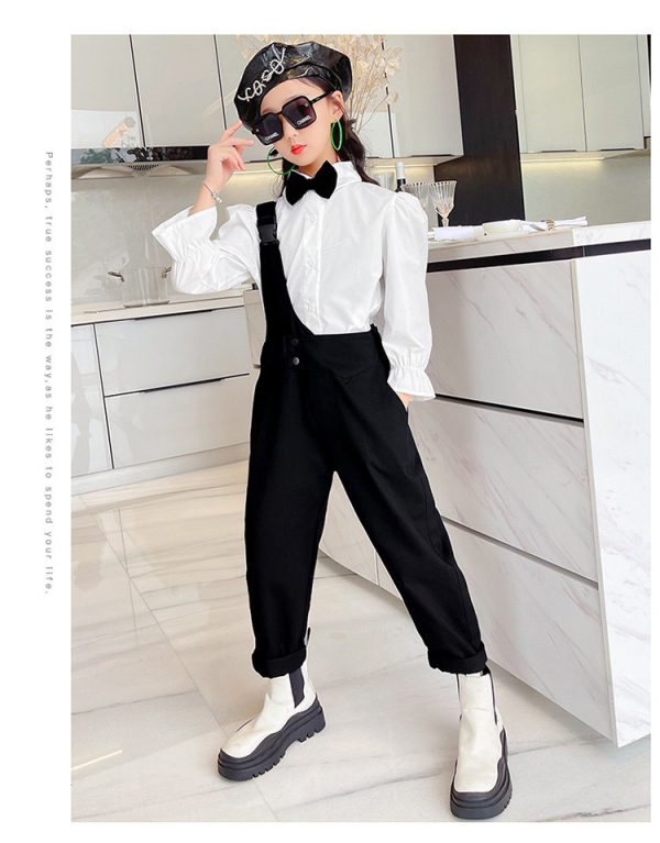 Girls Jumpsuits Single Strap With Straight Trousers Colors: White - Pro Style