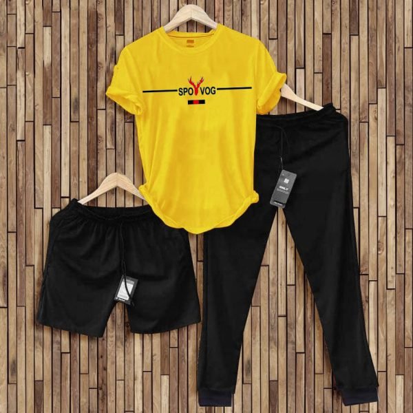 Jbi Stripped Printed Yellow Spo Vog Summer 3 In 1 Tracksuit - Pro Style